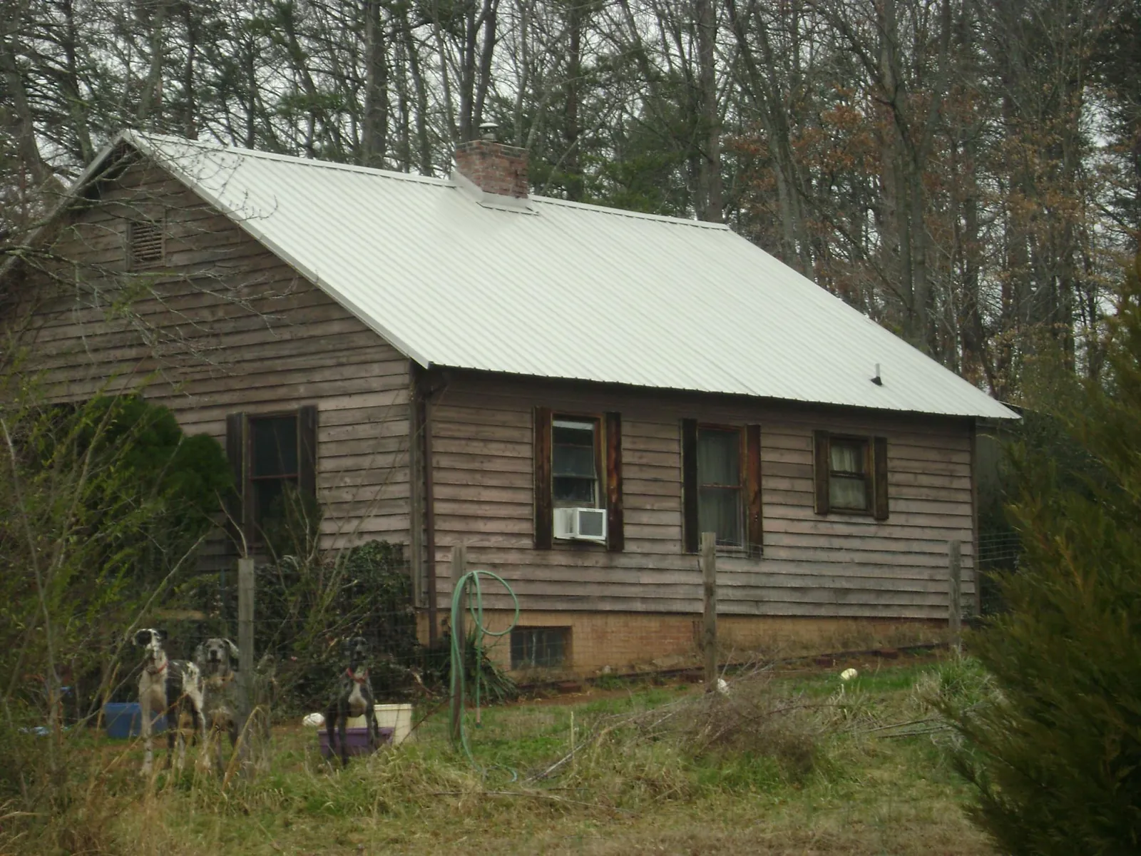 White metal roof on an old wood sided farmhouse, from a Asphalt Shingle Roof Repair job in Fleming